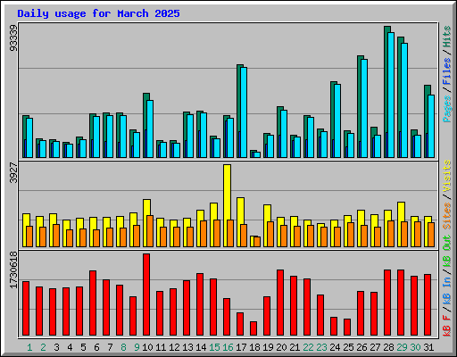 Daily usage for March 2025